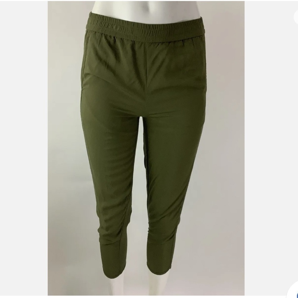 Madewell Sz XS Dolphin Hem Trousers In Kale Green Viscose Pullon Casual Style